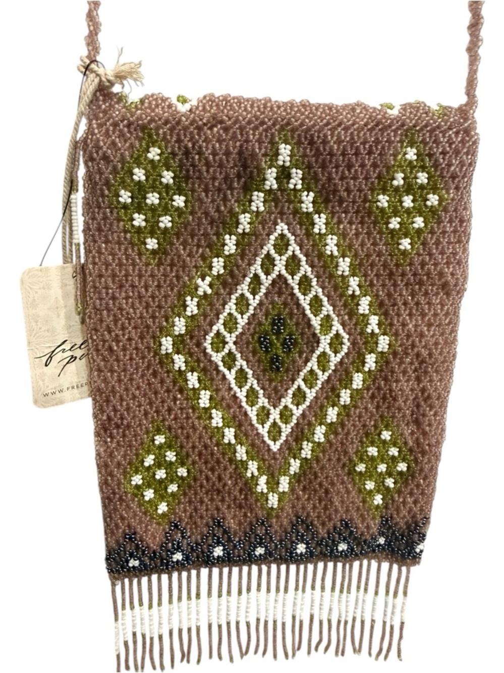 NWT Free People Bella Beaded Fringe Bag Pixie Dust Festival Boho Crossbody - Picture 7 of 7